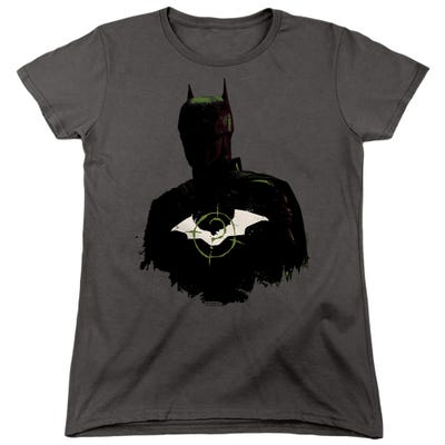 THE BATMAN SILHOUETTE WITH RIDDLER LOGO Womens T-Shirt