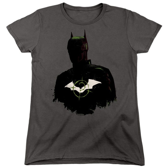 THE BATMAN SILHOUETTE WITH RIDDLER LOGO Womens T-Shirt