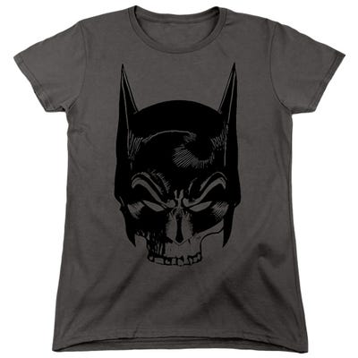 BATMAN SKULL ON GRAY Womens T-Shirt