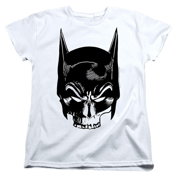 BATMAN SKULL ON WHITE Womens T-Shirt
