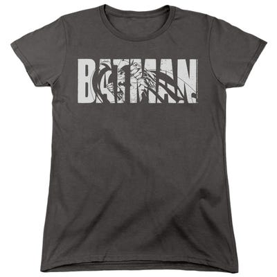 BATMAN TEXT ON GRAY Womens T-Shirt