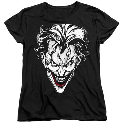 BATMAN JOKER RED ON BLACK Womens T-Shirt