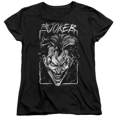 BATMAN JOKER STORM ON BLACK Womens T-Shirt