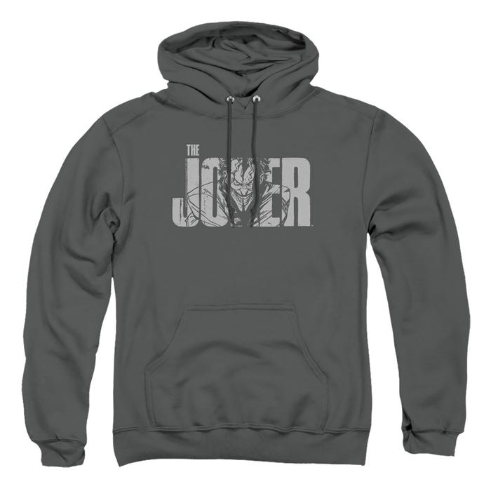 BATMAN JOKER TEXT ON GRAY Hoodie