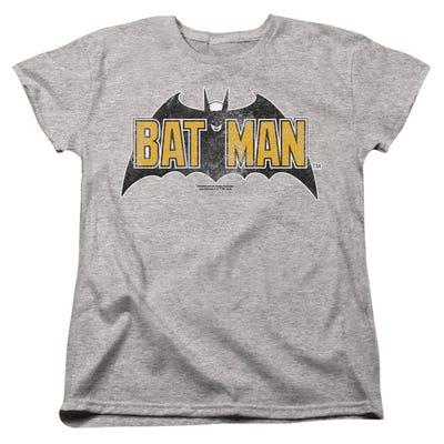 BATMAN VINTAGE BAT LOGO ON GRAY Womens T-Shirt