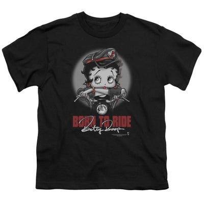 Born to Ride Betty Boop Motor Cycle Biker Girl Kids T-Shirt