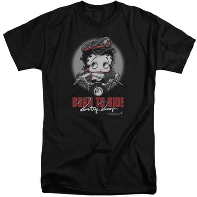 Born to Ride Betty Boop Motor Cycle Biker Girl Tall T-Shirt