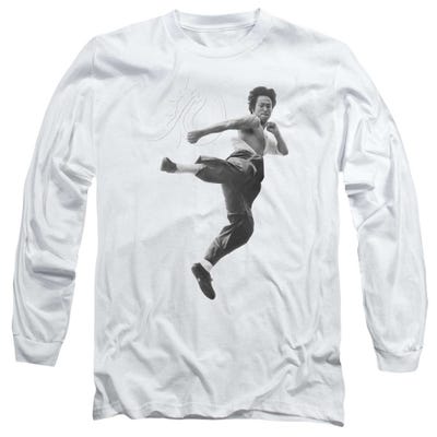 Bruce Lee Flying Kick Long Sleeve Shirt