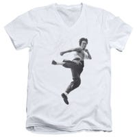 Bruce Lee Flying Kick V-Neck T-Shirt