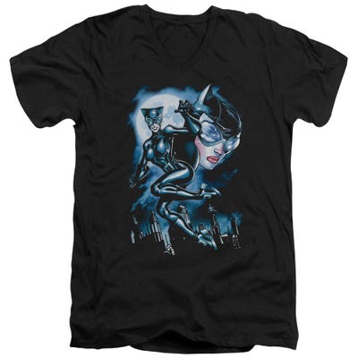 Catwoman Moonlight Cat V-Neck T-Shirt