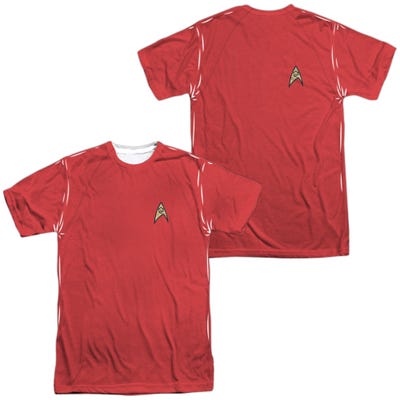 TOS RED STAR TREK OFFICIAL COSTUME Front & Back Sublimation T-Shirt