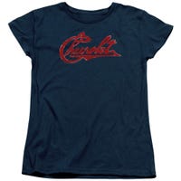 Chevy Chevrolet Script Distressed Womens T-Shirt