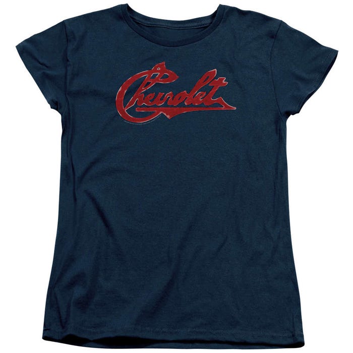 Chevy Chevrolet Script Distressed Womens T-Shirt
