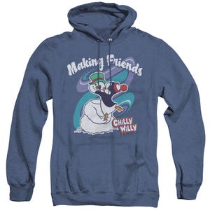 Chilly Willy Making Friends Snowman Adult Heather Hoodie