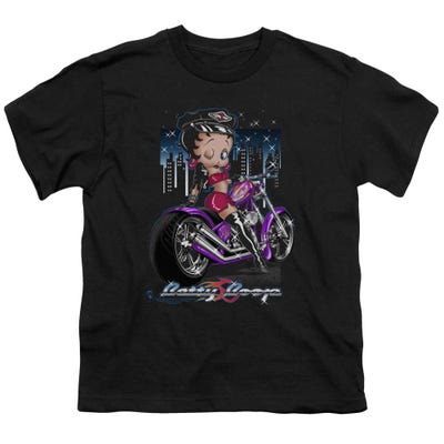City Chopper Motorcycle Biker Girl Betty Boop Kids T-Shirt
