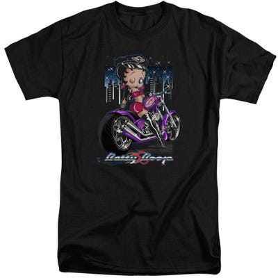City Chopper Motorcycle Biker Girl Betty Boop Tall T-Shirt