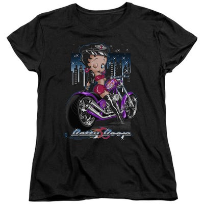 City Chopper Motorcycle Biker Girl Betty Boop Womens T-Shirt