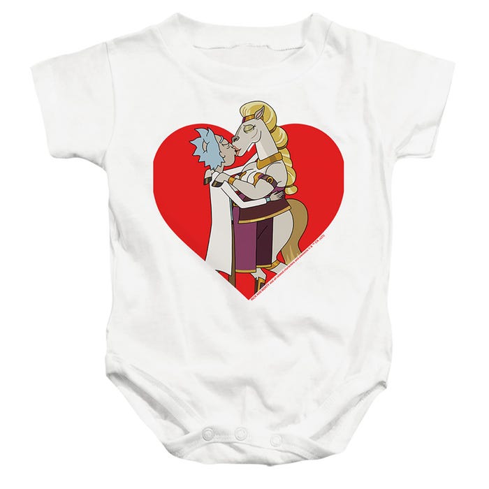 Rick And Morty/rick And Horse Kiss Baby Bodysuit