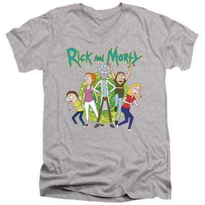 RICK AND MORTY/FAMILY FIGHTS TOGETHER V-Neck T-Shirt