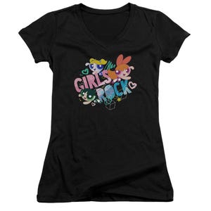 POWERPUFF GIRLS ROCK Juniors V-Neck T-Shirt