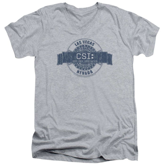 CSI Distressed Logo Las Vegas Badge V-Neck T-Shirt