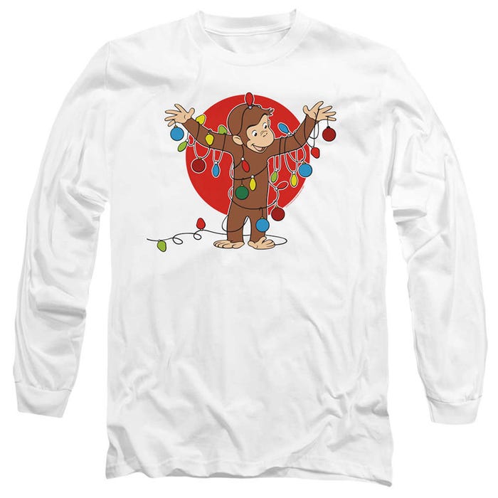 Curious George Christmas Lights Long Sleeve Shirt