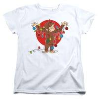 Curious George Christmas Lights Womens T-Shirt