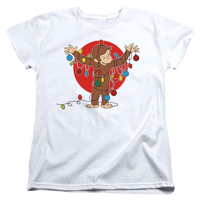 Curious George Christmas Lights Womens T-Shirt