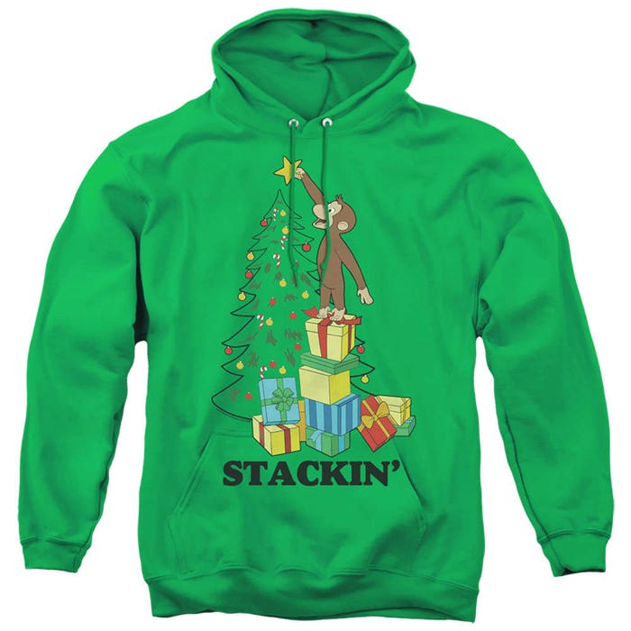 Curious George Christmas Stackin' The Tree Hoodie