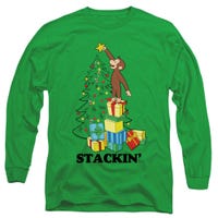 Curious George Christmas Stackin' The Tree Long Sleeve Shirt