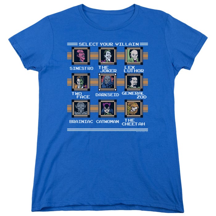 STAGE SELECT YOUR VILLAIN DC COMICS Womens T-Shirt