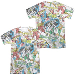 SUPER COLLAGE OF BATMAN SUPERMAN DC COMICS SUPERHEROES Front & Back Sublimation T-Shirt