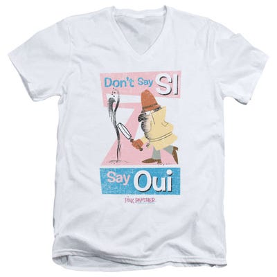 Don't Say SI Say Qui Pink Panther V-Neck T-Shirt