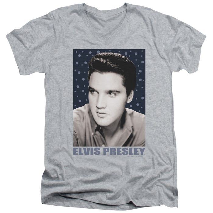 Elvis Presley Blue Sparkle V-Neck T-Shirt