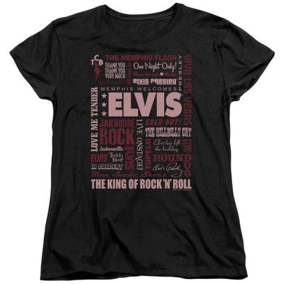 Elvis Presley Whole Lotta Type Womens T-Shirt