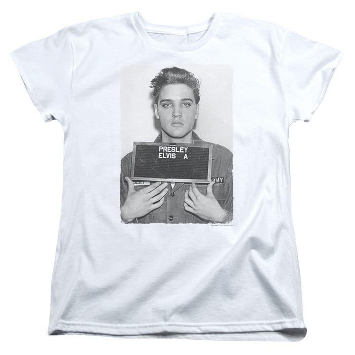 Elvis Presley Army Mug Shot Womens T-Shirt