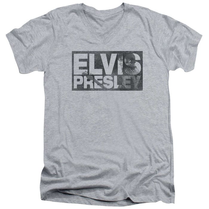 Elvis Presley block Letters V-Neck T-Shirt
