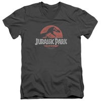 Faded Jp Logo Jurassic Park V-Neck T-Shirt