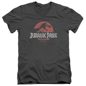 Faded Jp Logo Jurassic Park V-Neck T-Shirt