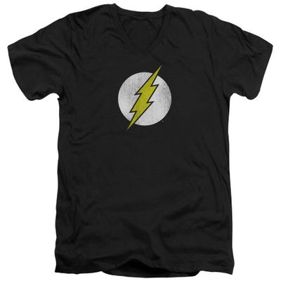 Flash Logo Distressed V-Neck T-Shirt
