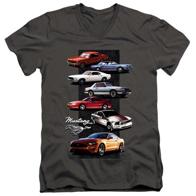 Ford Mustang 7 Car Stack V-Neck T-Shirt