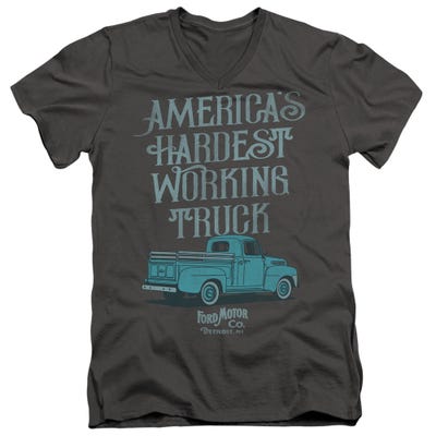 Ford Vintage America's Hardest Working Truck V-Neck T-Shirt