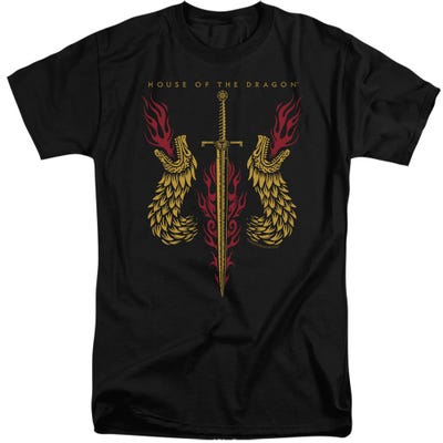 HOUSE OF THE DRAGON SWORD AND DRAGON HEADS Tall T-Shirt