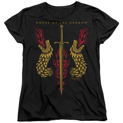 HOUSE OF THE DRAGON SWORD AND DRAGON HEADS Womens T-Shirt
