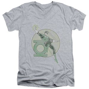 Green Lantern Retro Lantern Iron On V-Neck T-Shirt