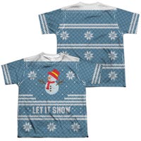 Ugly Let It Snow Snowman Christmas Sweater Back & Front Kids Sublimation T-Shirt