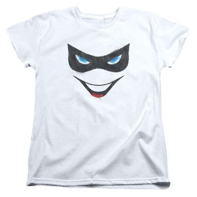 Harley Quinn Face Batman Womens T-Shirt