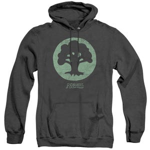 Magic The Gathering Green Symbol Adult Heather Hoodie