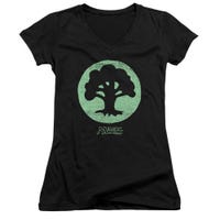 Magic The Gathering Green Symbol Juniors V-Neck T-Shirt