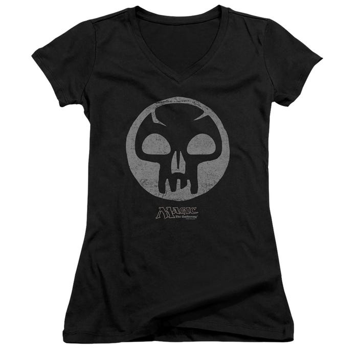 Magic The Gathering Black Symbol Juniors V-Neck T-Shirt